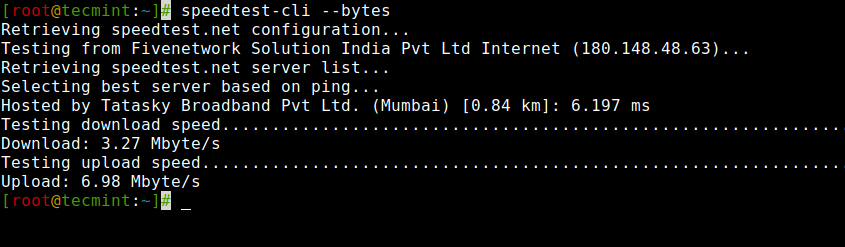 Verifique la velocidad de Internet de Linux en bytes