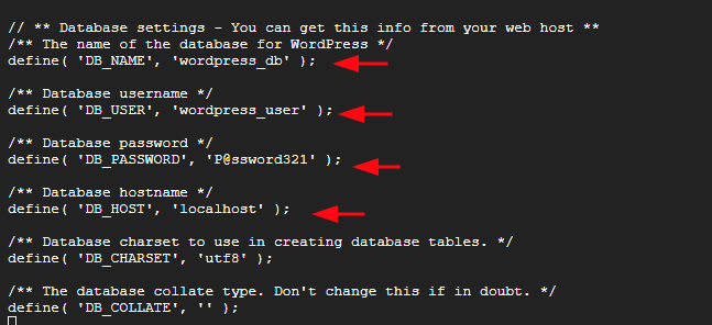 Configure WordPress Database Settings