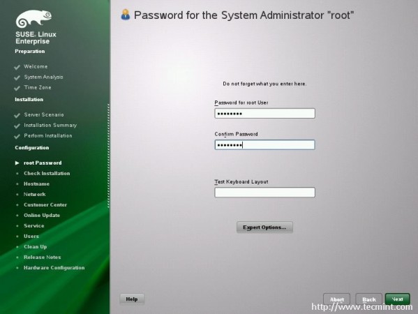 Create root Password