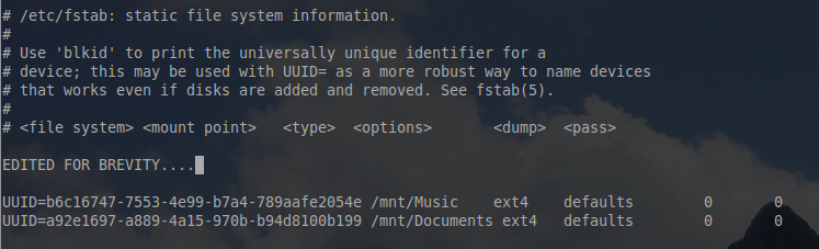 Automatic Mounting Filesystem Entries