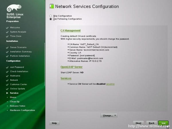 Network Services Configuration