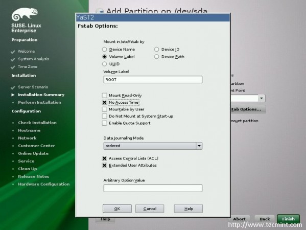 Partition Options