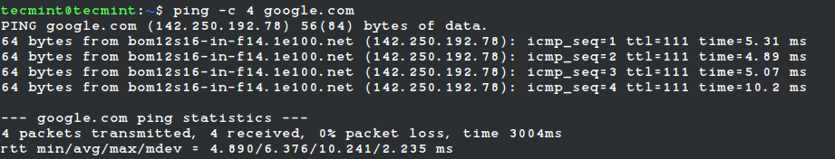 Ping Host in Linux