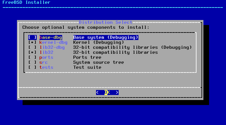 Select Components to Install on FreeBSD