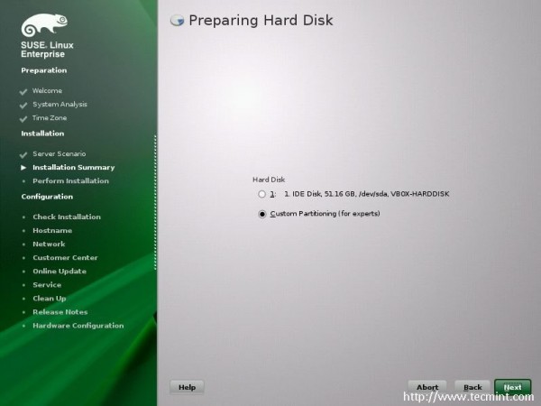 Select Custom Partitioning