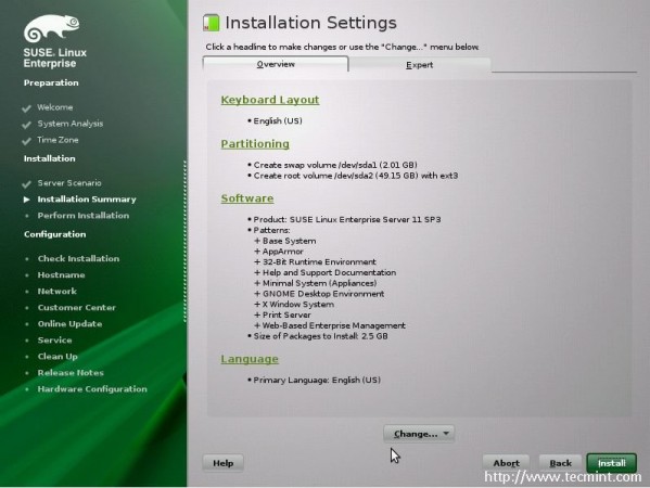 Select Installation Settings