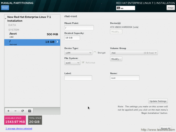 Set ext4 as Filesystem Type