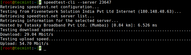 Test Linux Internet Speed Against Server