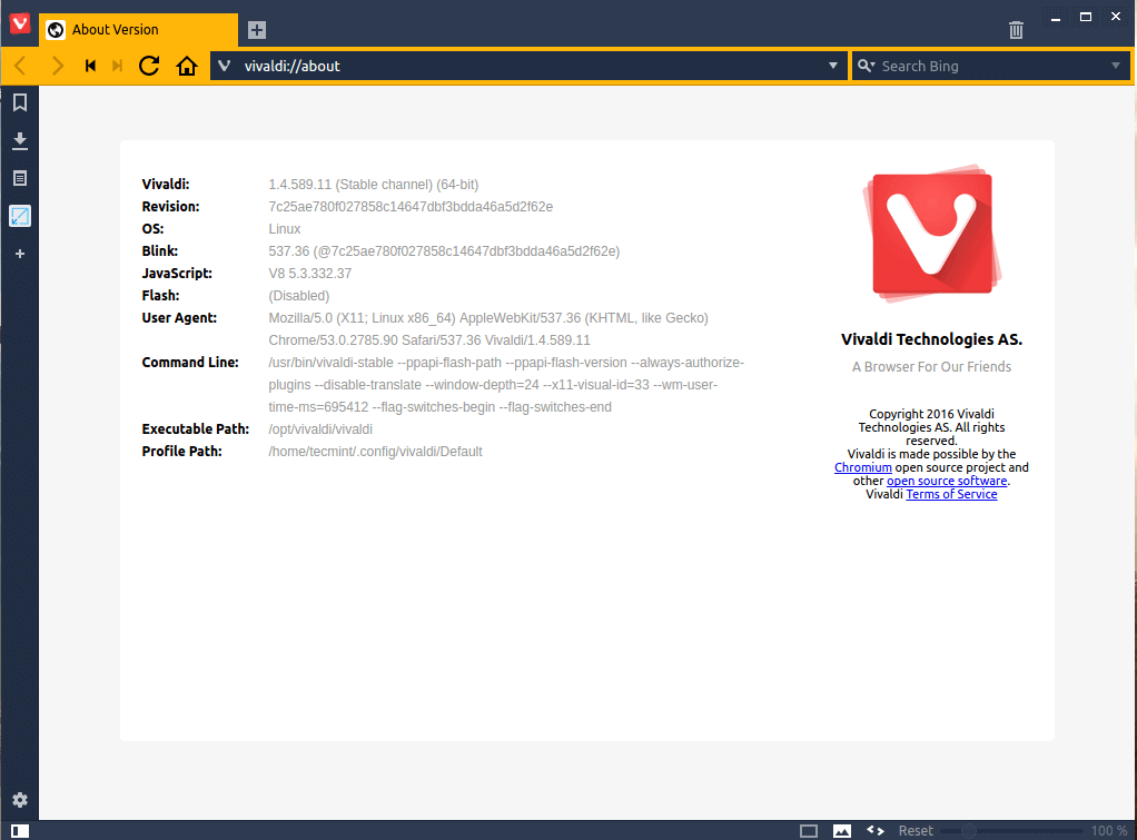 About Vivaldi  Web Browser