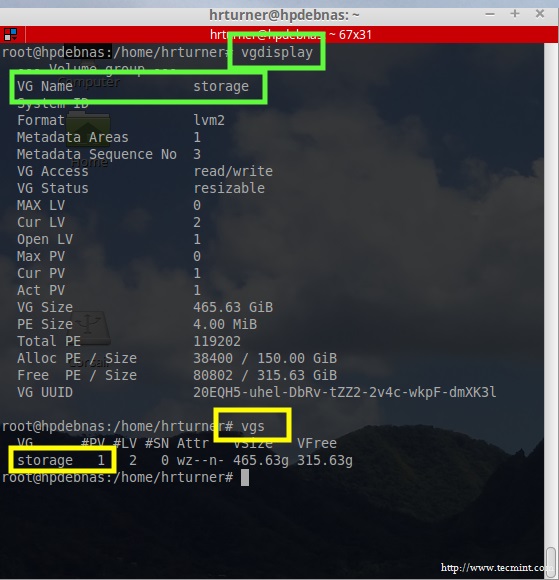 Create Volume Group in Debian