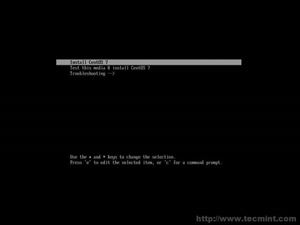 CentOS 7.1 Boot Menu