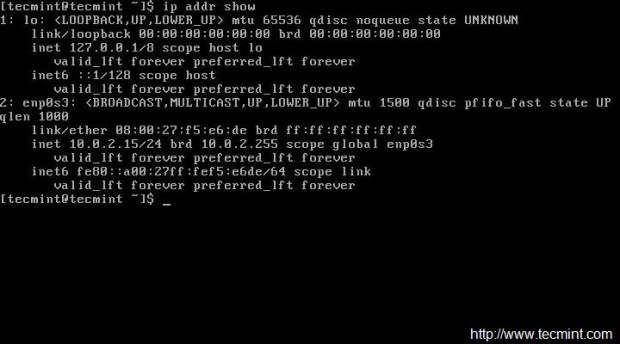 Check IP Address i n CentOS