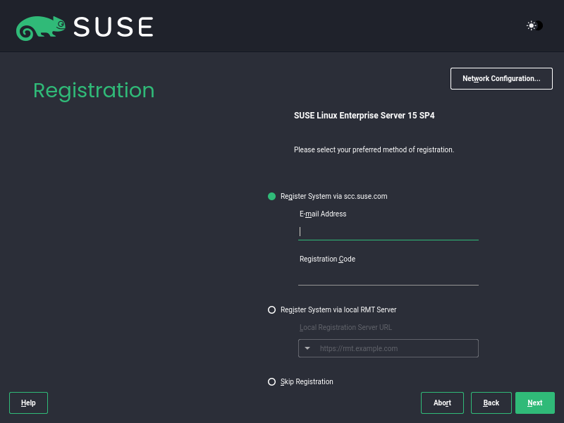 Choose SUSE Network Configuration