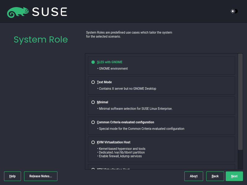 Choose SUSE System Role