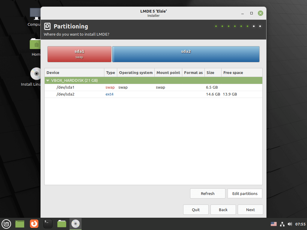 Create Partitions in LMDE