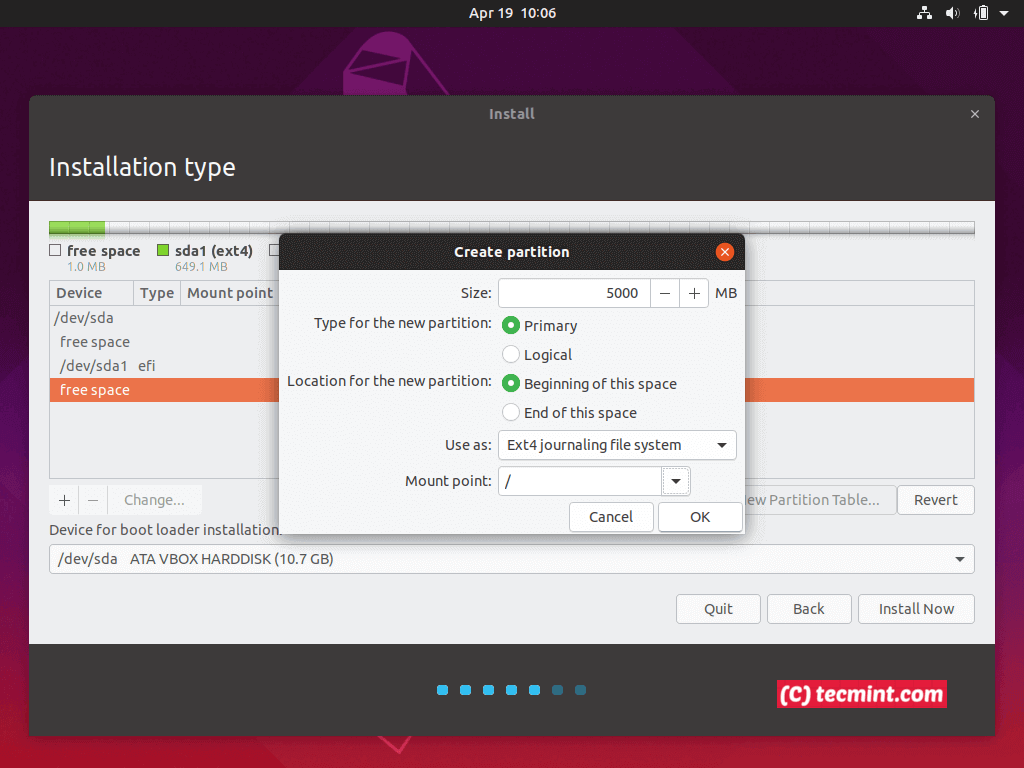 Create Root Partition