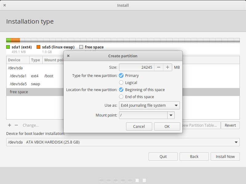 Create Root Partition