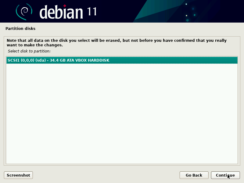 Partición del disco duro de Debian