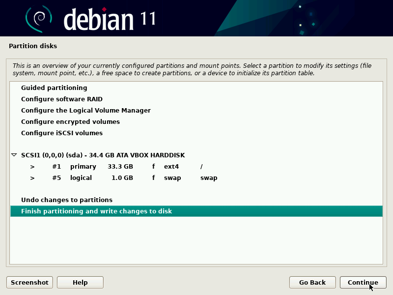 Cambios en la partición del disco duro de Debian