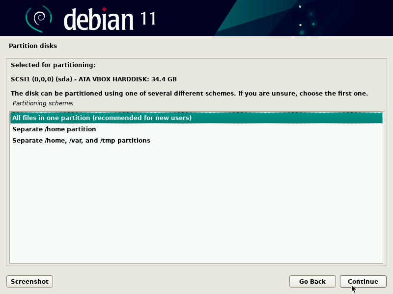 Esquemas de partición del disco duro de Debian