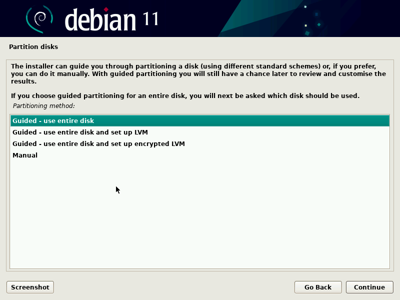 Particionamiento del disco duro de Debian