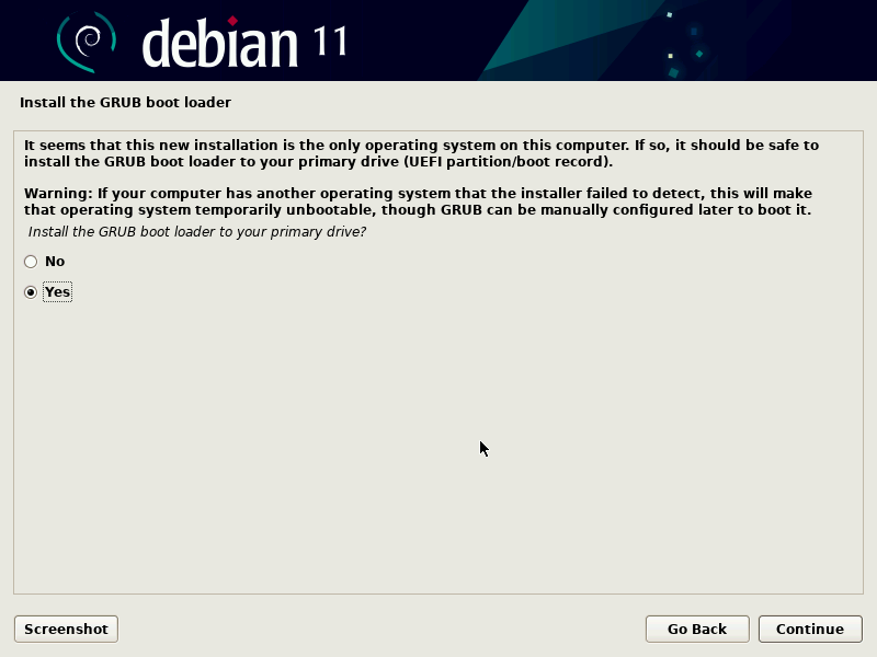 Instalación de Debian Grub