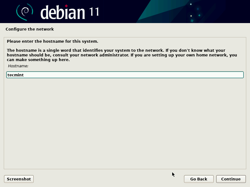 Nombre de host de Debian