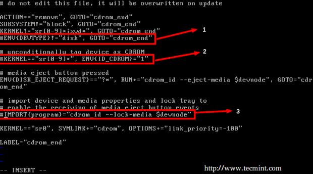 Disable CD-ROM in CentOS