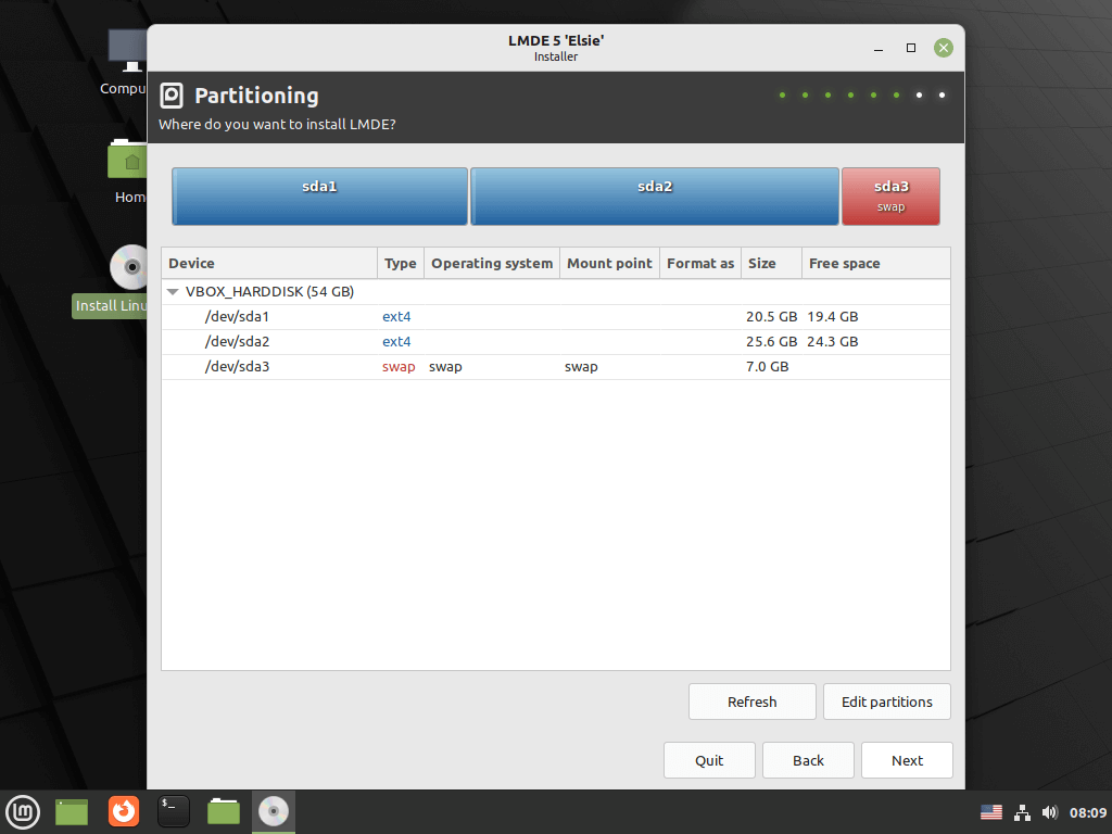 LMDE Partitions