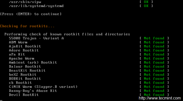 RootKit Scan Results