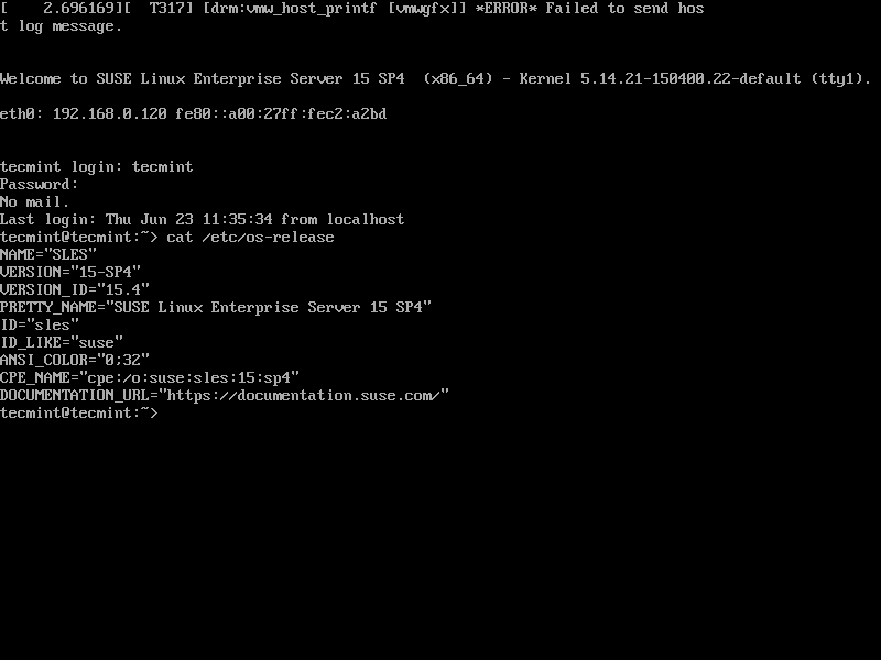 SUSE Linux Server Terminal