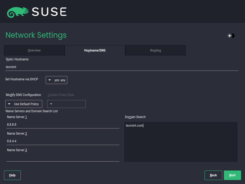 SUSE Network Hostname