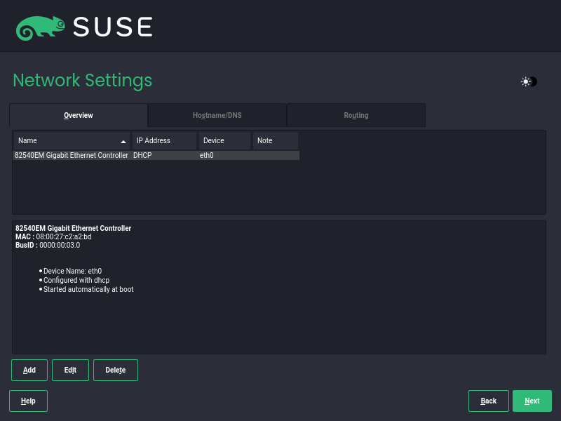 SUSE Network Settings