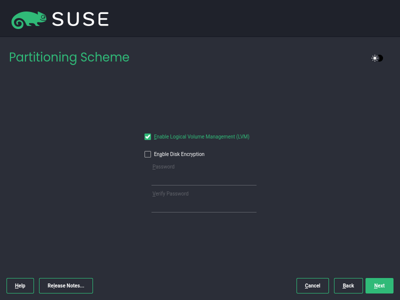 SUSE Partitioning Scheme