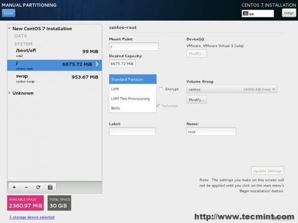 Select Root Filesystem Type