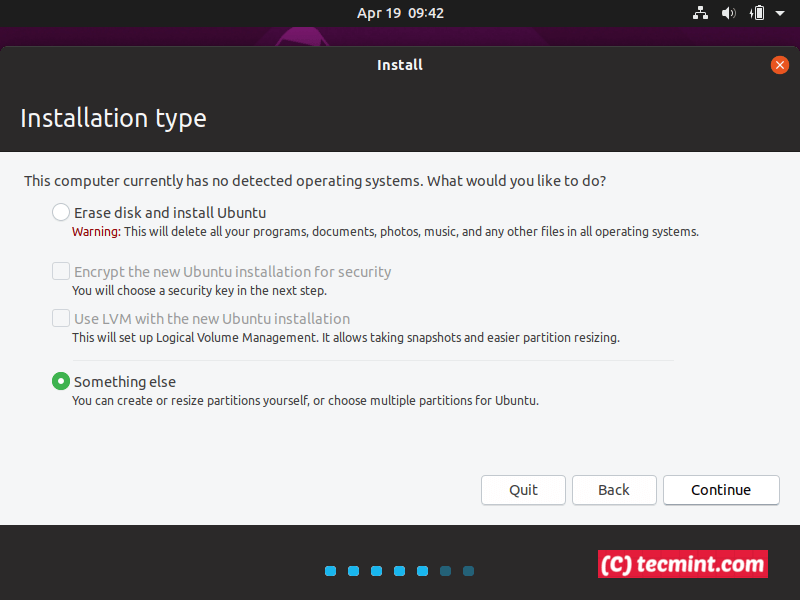 Select Ubuntu Installation Type