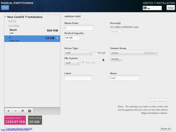 Select ext4 Filesystem