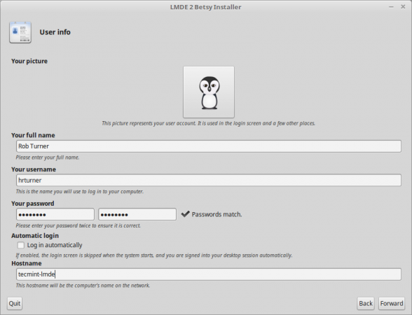 Create New User Account