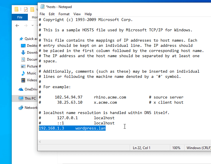 Add Hostname Windows Host File