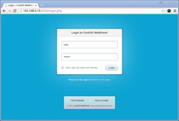 CentOS Web Panel Login