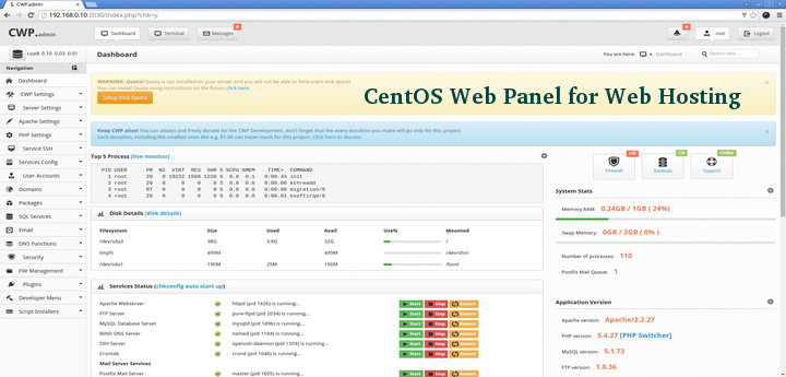 Free Control Panel for CentOS