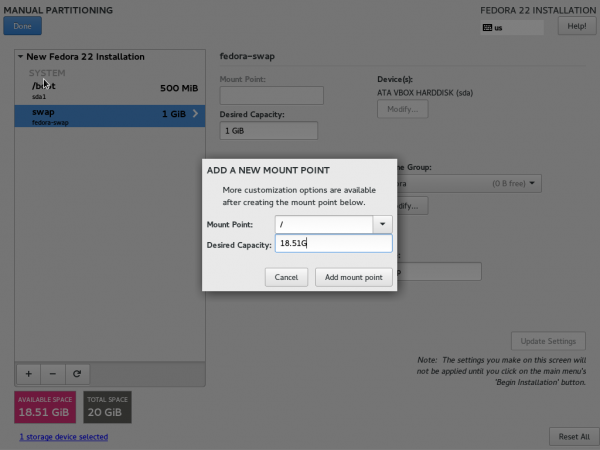 Create Root Partition