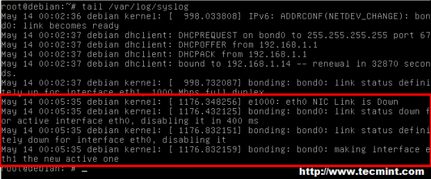 Check NIC Bonding FailOver