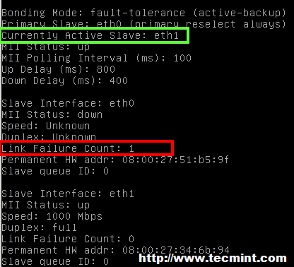 Verify NIC Bonding Failover Status