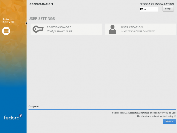 Fedora Install Completes