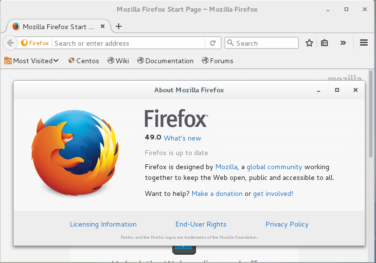 Firefox 49 Preview on CentOS 7