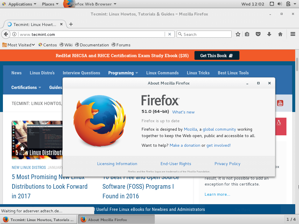 Firefox 51 Preview on CentOS 7
