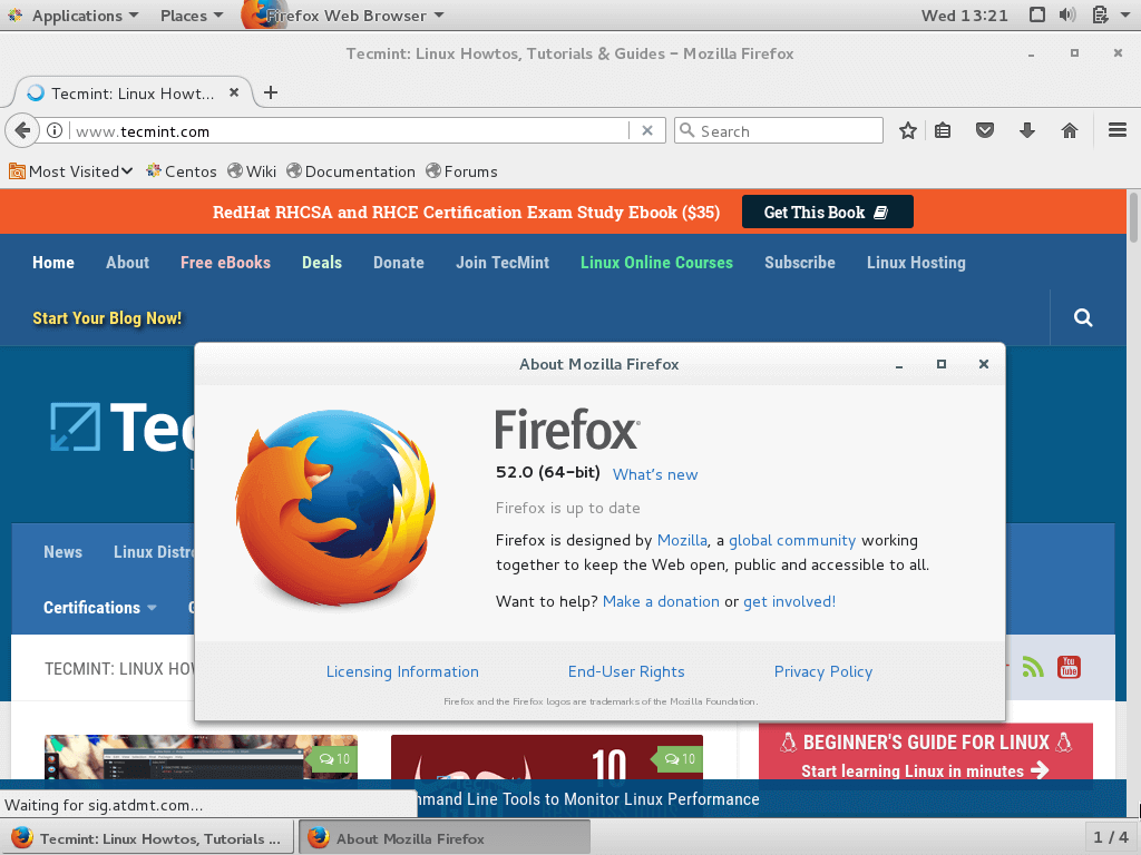 Firefox 52 Preview on CentOS 7