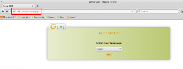 Select GLPI installation Language