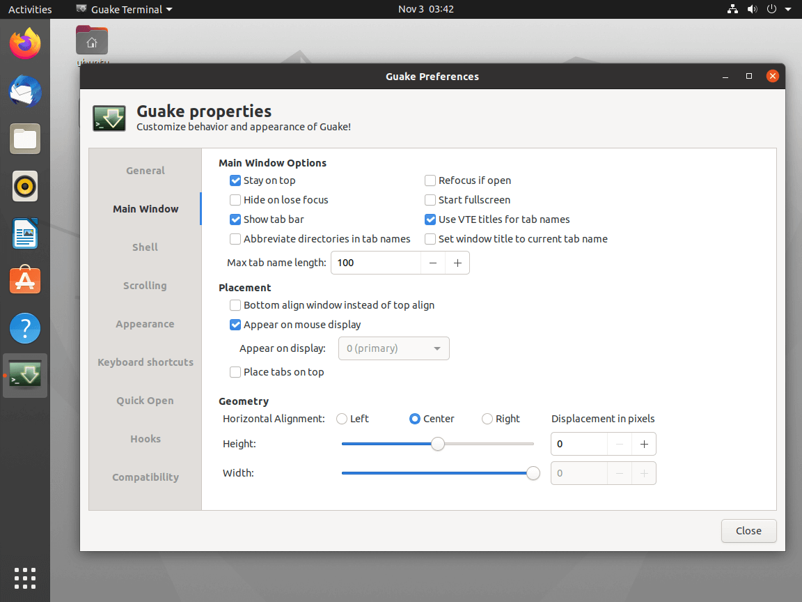 Guake Terminal Properties